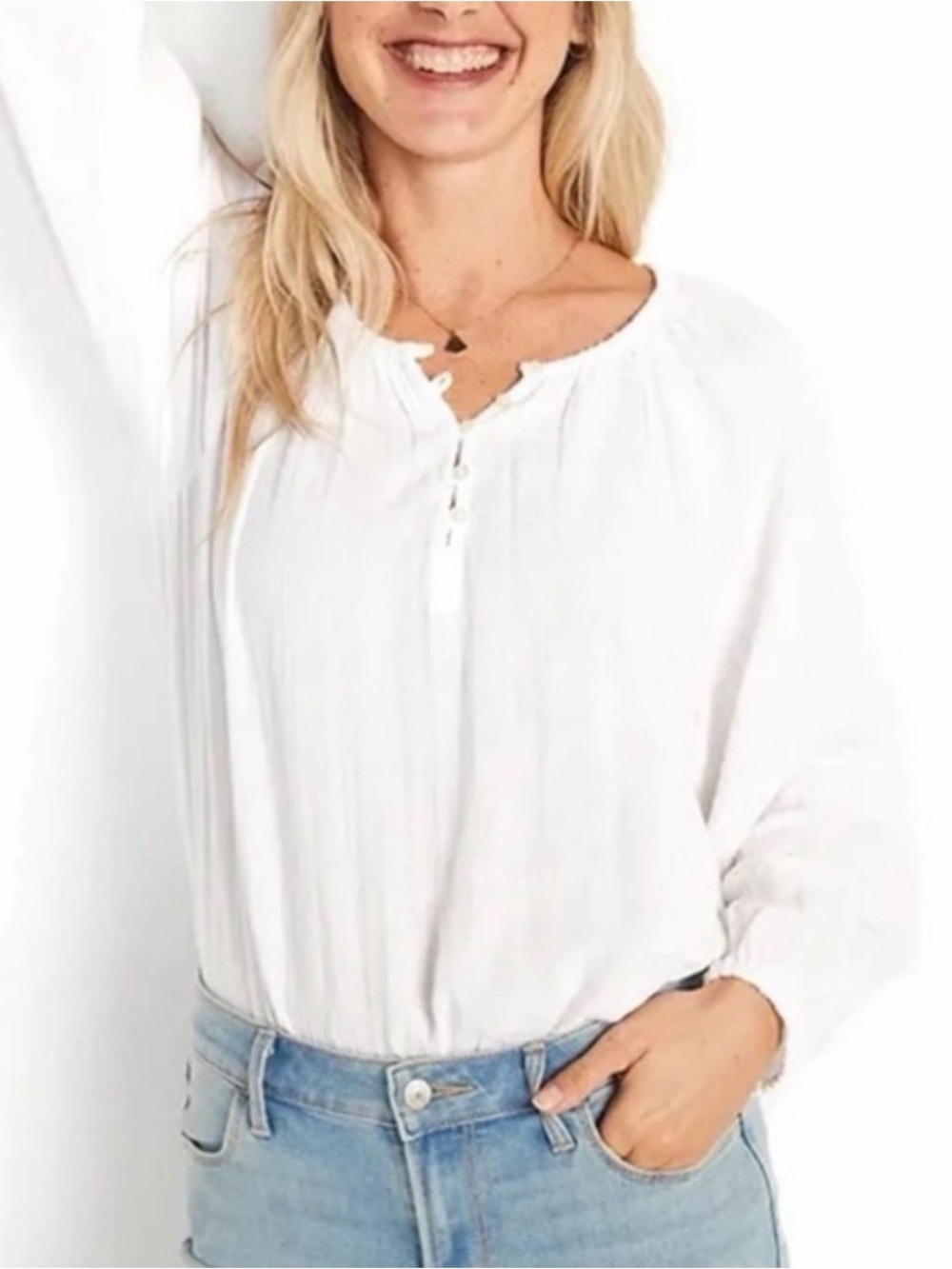 Old Navy white gauze peasant top